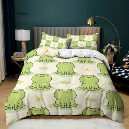 2/3 Pieces Cartoon Frog Bedding Set Lovely Kawaii Animals Duvet Cover For Children Kids Bed Quilt Cover Home Bed Cover Set