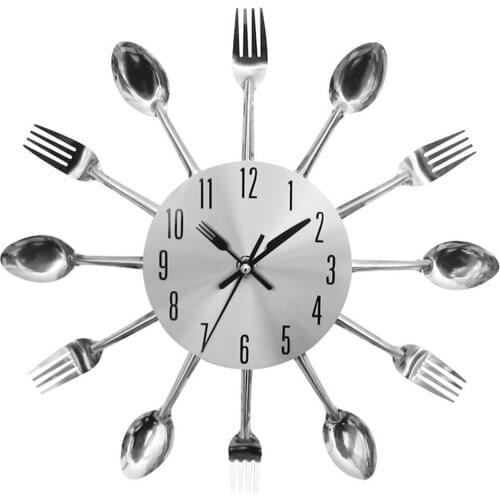 12inch Kitchen Fork Spoon Wall Clock Cutlery Clock Home Dining Room Decor Mounted Clocks Modern Design Decorative