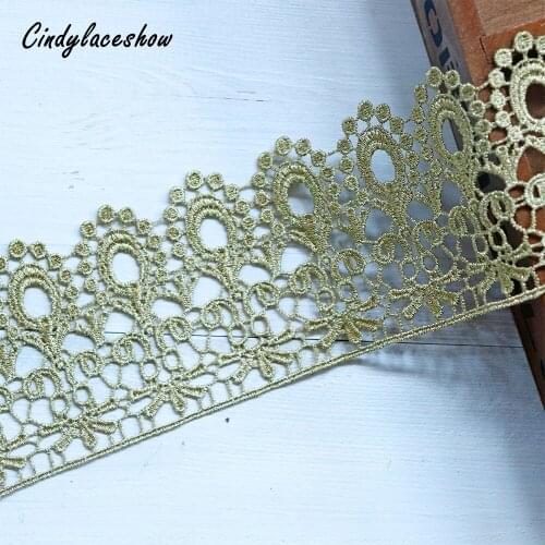 1Yard 7.5cm wide Gold Crown Lace Trim Ribbon Water Soluble Embroidery Lace Fabric Headscarf Hair Accessories Trimmings DIY Craft