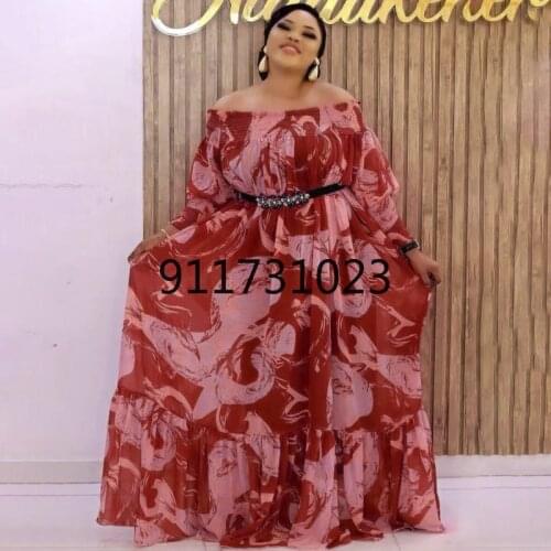 2021 Summer Dresses For Women African Print Chiffon Abaya Ankara Dashiki Maxi Dress Long Sleeve Elegant Ladies Clothes Boubou