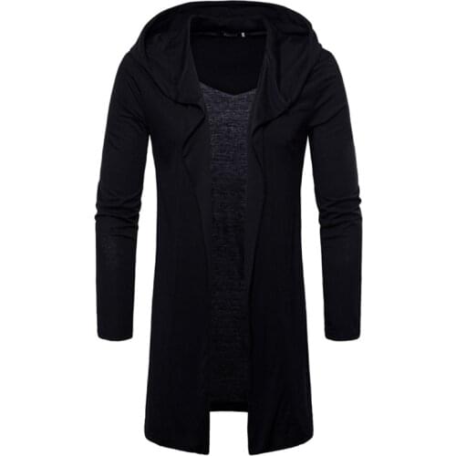 2018 Mens Hooded Sweatshirt Black Long Hip Hop Hoodie Fashion Casual Jacket Long Sleeved Cloak Mens Jacket M-XXL YUJIEYG