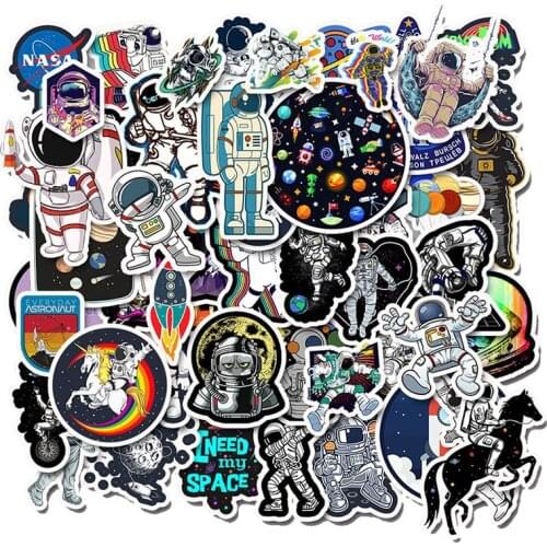 50 PCS Outer Space Sticker UFO Alien Computer Stickers Astronaut Rocket Cartoon DIY for Laptop refrigerator For MacBook Sticker