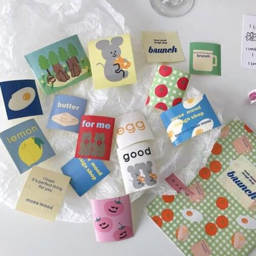 Cartoon Bear Tomato Egg Grid Stickers DIY Scrapbooking Photo Album Diary Decorative Stickers with Packaging Bags Party Favors