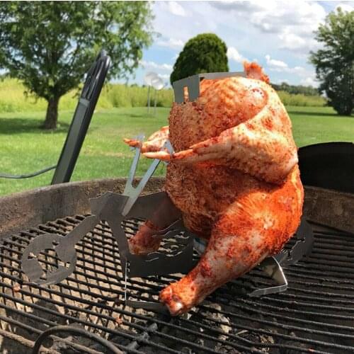 New Hot Portable Chicken Stand Beer American Motorcycle BBQ Stainless Steel Rack with Glasses Indoor Outdoor Use