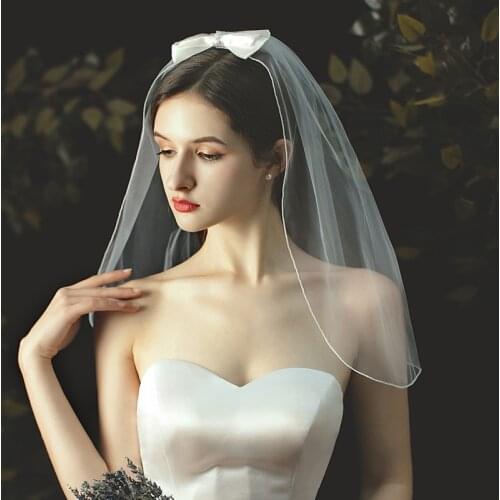 JIN IS YARN 2019 Real Photos One Layer Short Woodland Wedding Veils with Comb New White Ivory Bridal Veils