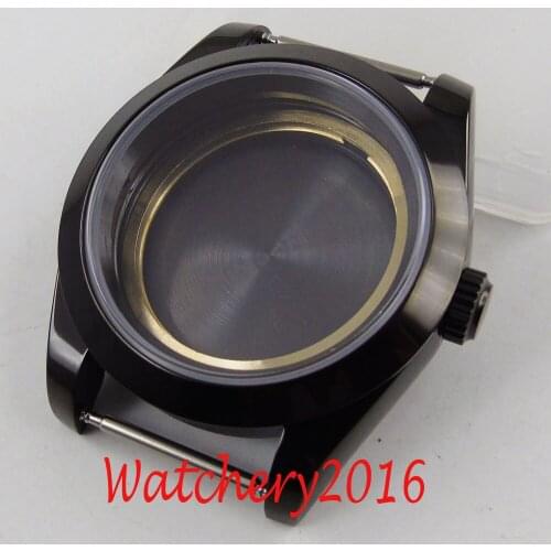 Solid 40mm Sapphire Glass Stainless Steel PVD Coated Watch Case Fit For ETA 2836 MIYOTA 8215 8205 Automatic Movement