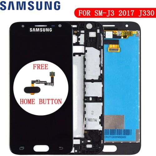 ORIGINAL AMOLED J3 Pro LCD For Samsung GALAXY J3 Glass J330 2017 Display J330F LCD Touch Digitizer Sensor Frame J330 Pro Screen