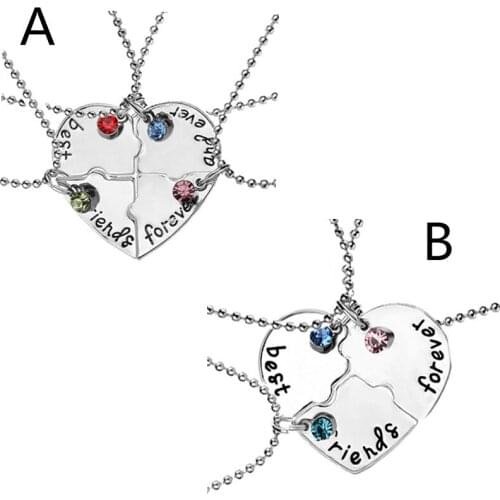 Euro-American Popular Best Friend Letter Necklace With Colorful Rhinestone Fashion Silver Plated Necklace For Gifts 20sets/lot