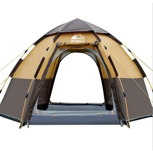 Hewolf Outdoor 3-4 Person Automatic Party Family Hiking Tent Huge Self Driving Tent Beach Tent Thickened Rainproof Camping Tent