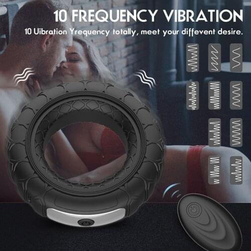 Remote Vibrating Penis Ring Silicone Cock Rings Dick Vibrator Male Penis Massage Sex Toys For Men10 Speed