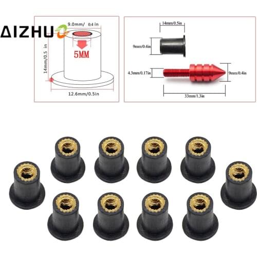 5MM/M5 Motorcycle Accessories rubber well nuts For honda nc750x cbr 600 rr cb1000r cbr1000rr crf 450 yamaha xmax 300
