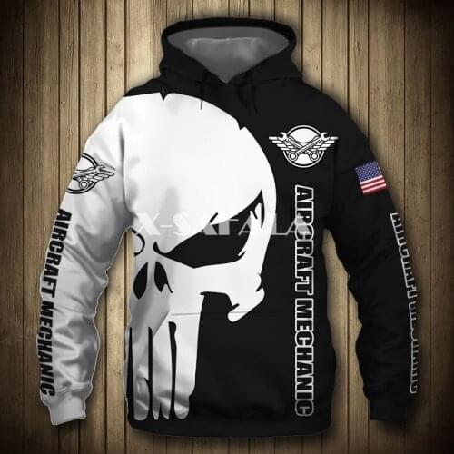 Aircraft Mechanic Punisher Skull US Flag 3D Full Print Size Hoodie Man Women Harajuku Outwear Zipper Pullover Sweatshirt Unisex2
