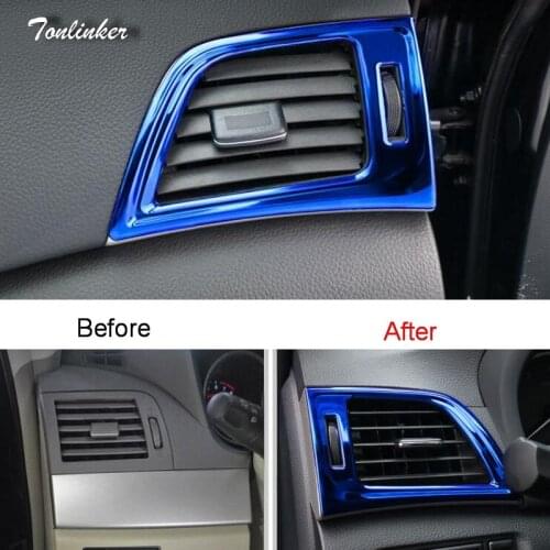 Tonlinker Covers For Nissan SYLPHY 2012-18 Car Styling 2 PCS Stainless steel Center Console Outlet Decoration Cover Case sticker