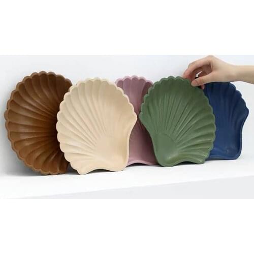 INS Colorful shell carving vintage wooden Decorative Trays Jewelry Pallet Dish Dessert Perfume Home Bowls Storage