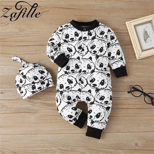 ZAFILLE Cartoon Panda Baby Clothes Newborn Male Baby Boy Rompers and Hats Infant Boy Clothes Baby Overalls and Jumpsuits