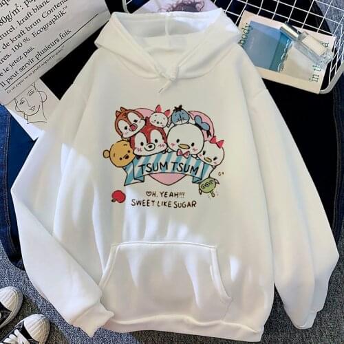 Kawaii Chip N Dale Funny Cartoon Disney Cute Anime Hoodies Women Casual Korean Style Harajuku Sweatshirt Graphic Hoody Female