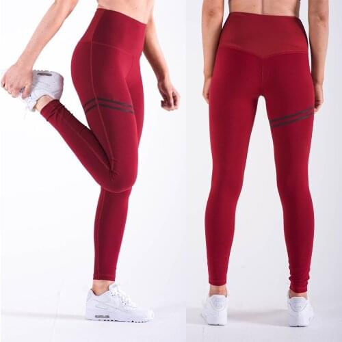 Women Sports Yoga Pants Workout Gym Fitness Athletic Sport Leggings Running Pants Women Stretchy Gym Jogging Tights Black Red