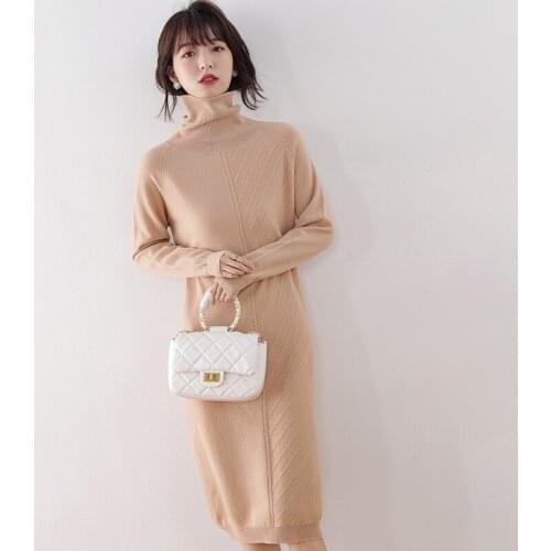 Plus Longer Knitwears Women 100% Australian Wool Knitted Pullovers 5Colors Long sleeve Turtleneck Jumpers Ladies Sweaters