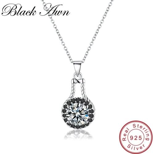[BLACK AWN] 925 Sterling Silver Necklace for Women Cute Female Bijoux Sterling Silver Jewelry Pendants Gift P015
