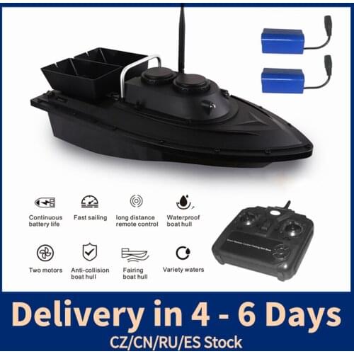 2 Battery D11 RC Boat Fish Finder Fishing Bait Boat 1.5kg Loading 500m Remote Control Fixed Speed 2 Motors 2 Bin 2 LED Light