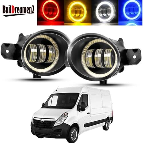 2 X Car Front Bumper Angel Eye Fog Light Assembly 30W LED Lens DRL Fog Driving Lamp 6000LM 12V For Opel Movano B 2010-2015