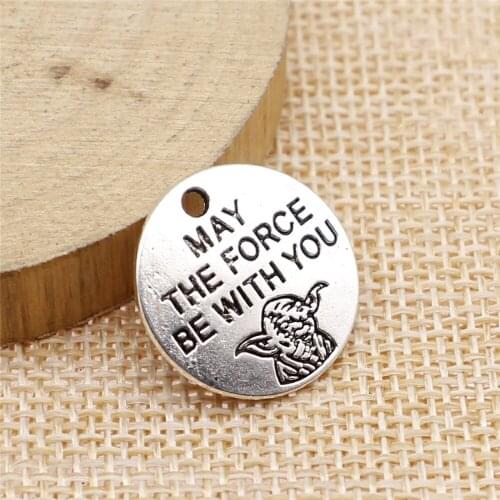 26pcs 20x20mm antique silver may the force be with you charms diy retro jewelry fit Earring keychain hair card pendant
