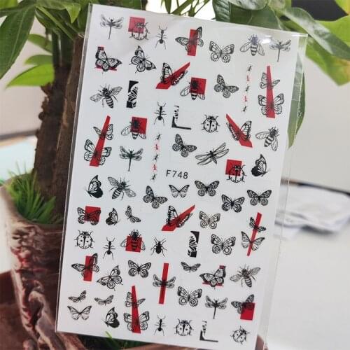 3D Nail Sticker Cute Insects Butterfly Bee Stickers for Nails Self-Adhesive Design Stickers for Manicure Nail Art Decoration