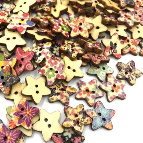 50pc Mix Star kids/ Baby Wood Button DIY Craft Sewing 18mm WB458
