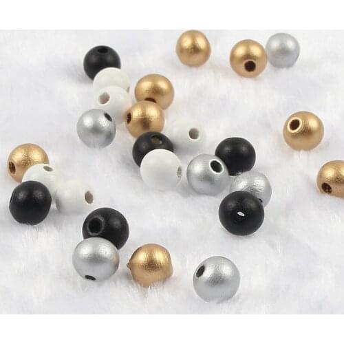 6-12mm High Quality Silver Golden Color Natural Round Wooden Beads Loose Spacer Beads For Jewelry Making DIY Bracelet Supplies