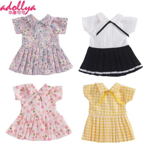 Adollya Kawaii 1/6 BJD Doll Clothes Dress For Dolls Campus Style Cute Flower Skirt Pleated Skirt Doll Accessories Toys For Girls