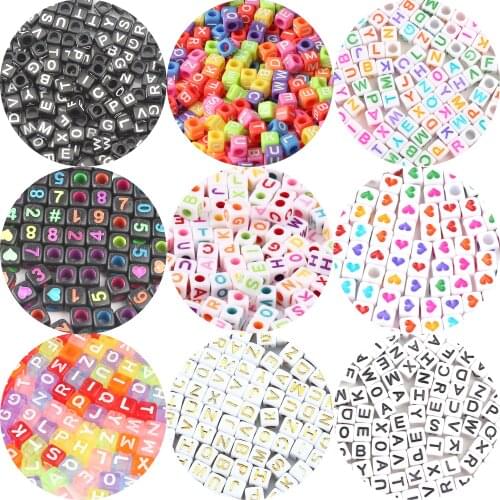 100pcs/lot 6mm Acrylic Beads Square Russian Alphabet Letter Beads For Handmade Craft Making DIY Scrapbook Decoration Wholesale