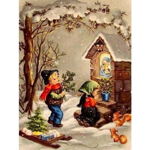 Diamond Mosaic 5D DIY Diamond Painting Cross stitch Squirrels & Girl Square Diamond Embroidery Classic Style Rhinestone Painting