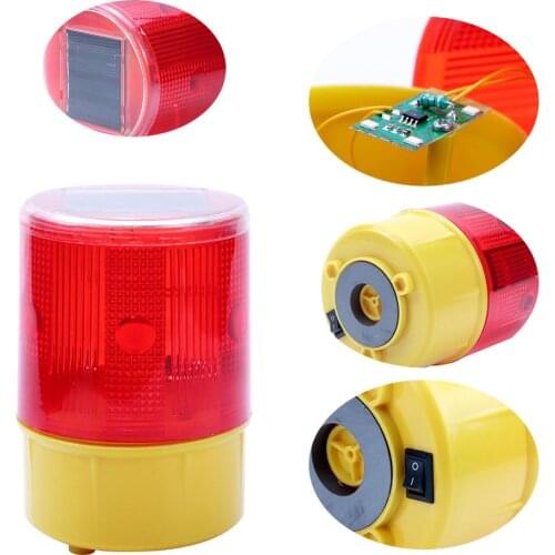 Emergency LED Solar Strobe Warning Red Light For Night Road Construction Cone Signal Safety Traffic Light Flicker Beacon Lamp