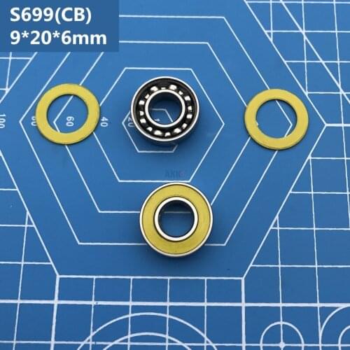 Free shipping 2pcs S699-2RS (9*20*6mm) stainless steel 440C hybrid ceramic deep groove ball bearing for bicycle part & fishing