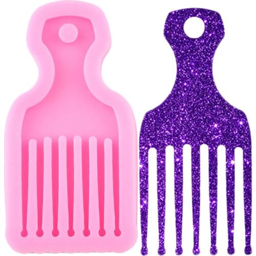Shiny Glossy Comb Making Keychain Silicone Mold Necklace Epoxy Craft Resin Molds DIY Jewelry Pendant Polymer Clay Moulds