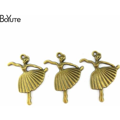 BoYuTe (40 Pieces/Lot) 25*30MM Antique Bronze Plated Zinc Alloy Ballerina Ballet Girl Charms Pendants for Diy Jewelry Necklace