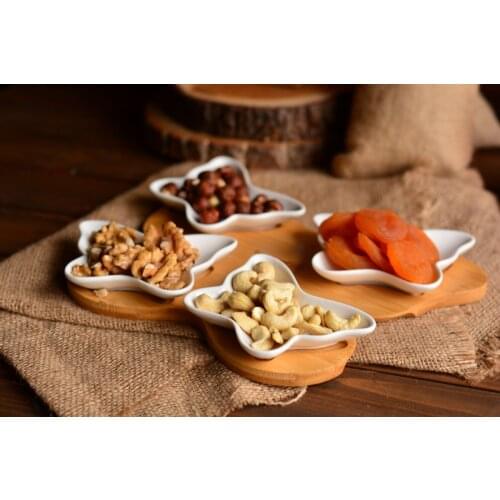 Farfalla 5 Pcs Snack Bowl | Bamboo and Porcelain | Home--Nuts | Made in Turkey | free Shipping