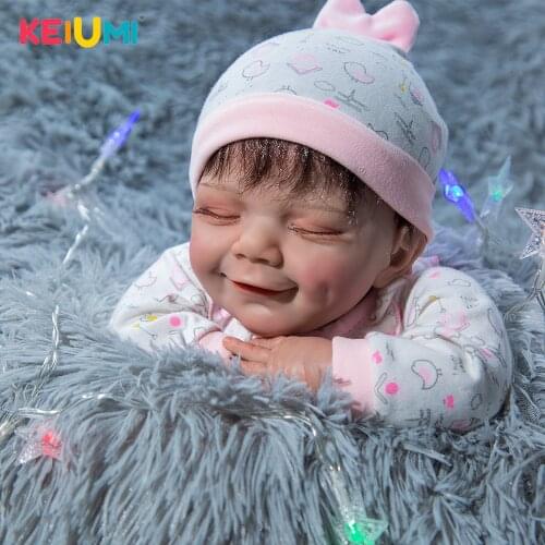Fantasy Smiling Reborn Baby Dolls Fiber Hair Super Soft Silicone 50 cm Cloth Body Reborn Bebe Toys Kid Childrens Day Gifts
