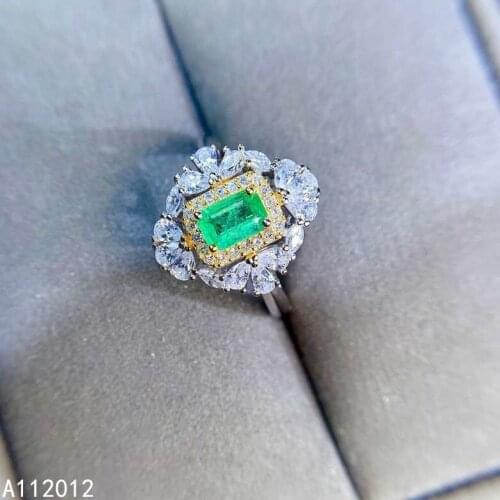 KJJEAXCMY fine jewelry S925 sterling silver inlaid natural Emerald new girl popular ring support test Chinese style