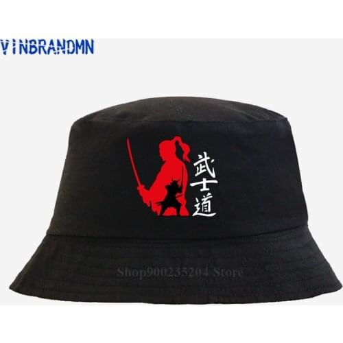 Summer Japanese Kanji Samura Spirit Bushido Fishing hats Ninjutsu Karate The Way of Warrior Bucket hats Samurai Worrior Sun hats