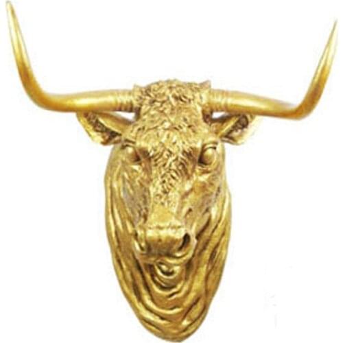 Large size European resin animal ox head wall pendant Home Bar Hotel KTV living room TV background wall retro decoration