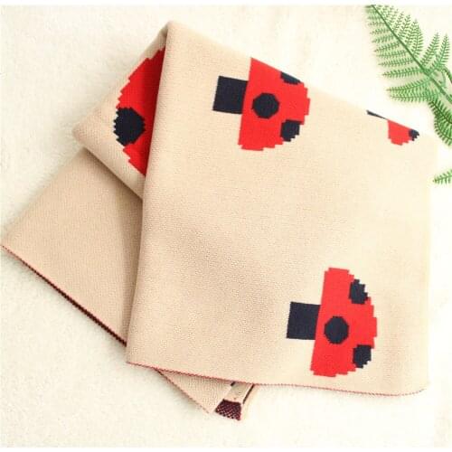 90X110cm Knitted Super Soft Lovely Red Mushroom Newborn Baby Blanket,Girl Crib Blanket, Toddler Blanket, Baby Stroller Cover