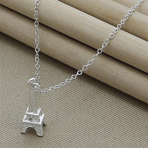 Europe Popular Paris Tower Pendant Necklace For Women 925 Sterling Silver Jewelry Necklace New 2019