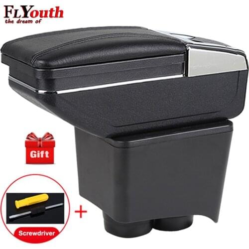 Armrest Box For Volkswagen Old Polo 9N 2002-2009 Central Store Content Storage Box Center Console Leather Cup Holder Dual Layer