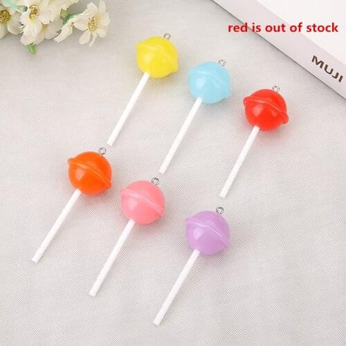 10pcs 69.5*26.5mm Mixed Lollipop Charms Resin Candy Accessories For Keychain Pendant Necklace Diy Making Accept customization