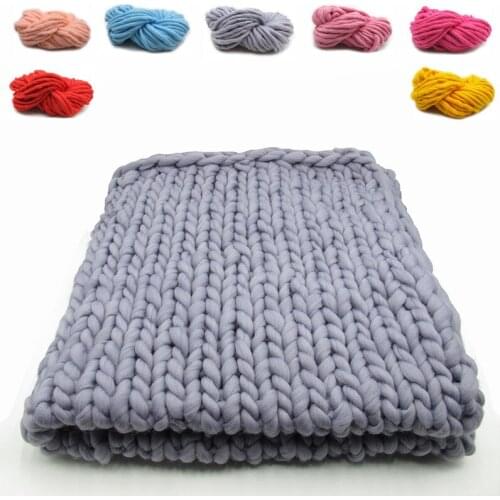 Polyester Thick Warm Soild Color/Geometric Knitted Portable Blanket Bedspread Weaving Blanket Mat Throw Chair Dec Warm Yarn Mat