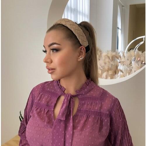 Soft PU Woven Wide Side Hairband For Women Braid Headband Female Hair Accessories Classic Turban Solid Glossy Hair Hoop Jewelry