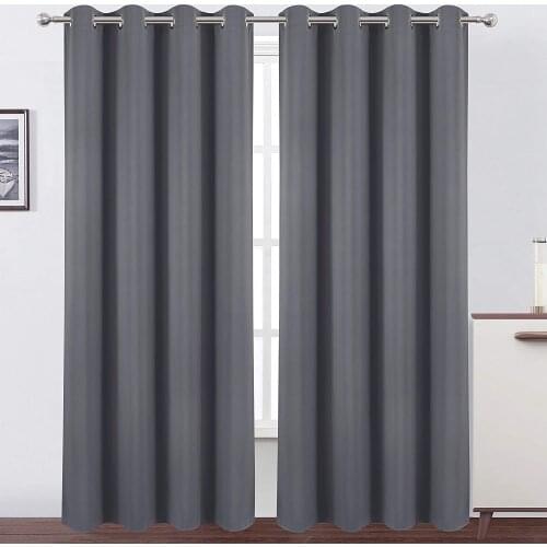 Grey Blackout Curtains,Solid Blackout Window Curtain Fabric For Living Room And Bedroom Blackout Curtains