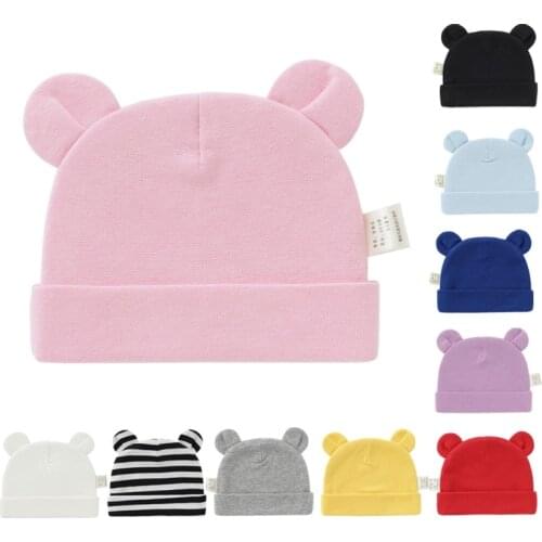 1Pc Baby Hat With Ears Cotton Warm Newborn Accessories Baby Girls Boys Autumn Winter Hat For Kids Infant Toddler Beanie Cap