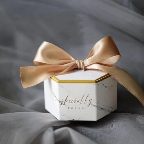 Hexagonal shape Silver gold Grey Marble Candy Boxes Wedding Favors Bomboniera specially for you Gift Box Party Chocolate package